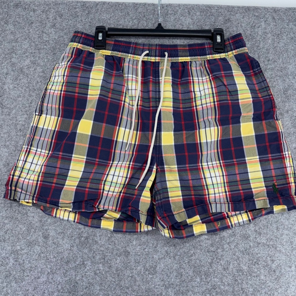Polo Ralph Lauren Mens Plaid Swim Trunks L Multicolor Board Shorts Mesh Lined